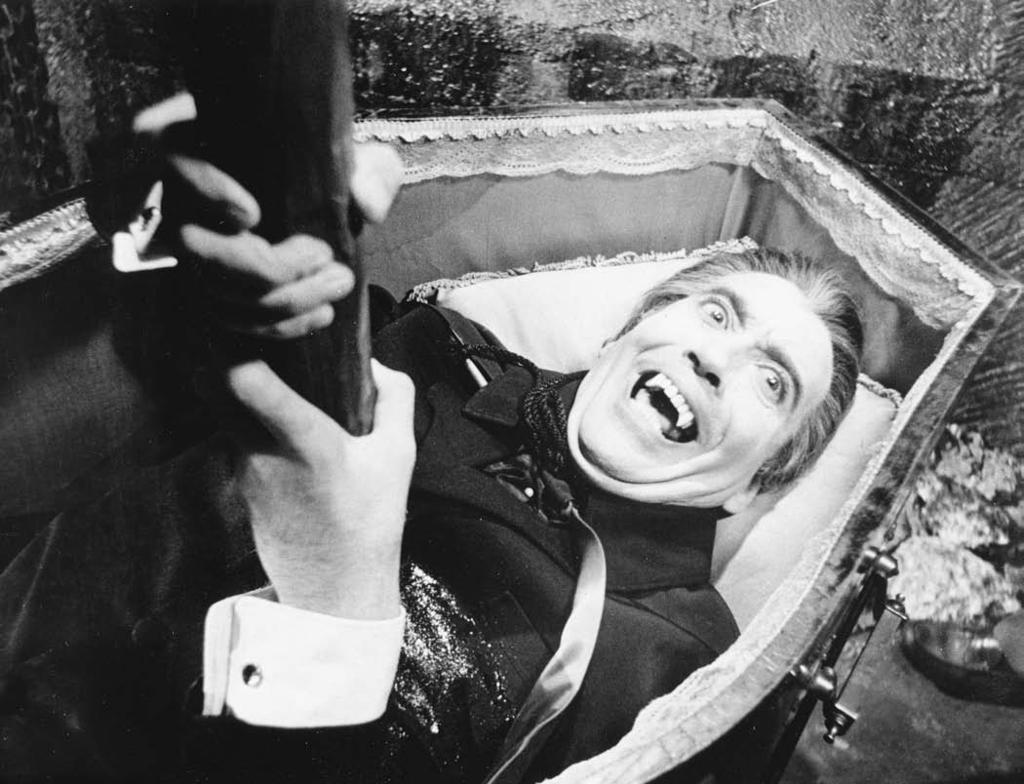 Hammer Films 149 A gloating Count Dracula (Christopher Lee) yanks out a stake in Dracula Has Risen from the Grave. (Author s collection) Sallis).