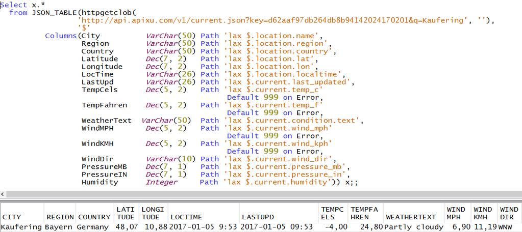 Web Services Weather Forecast Result Displayed with RDi Current Weather Forecast for Kaufering Result displayed with the RDi JSON-Editor Seite 73 Web
