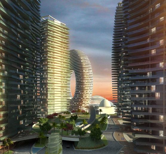 KKAID s goal in designing the six tower project was to avoid the creation of simple repetitious high-rise structures but instead to create dynamic buildings that further empahisize the interesting