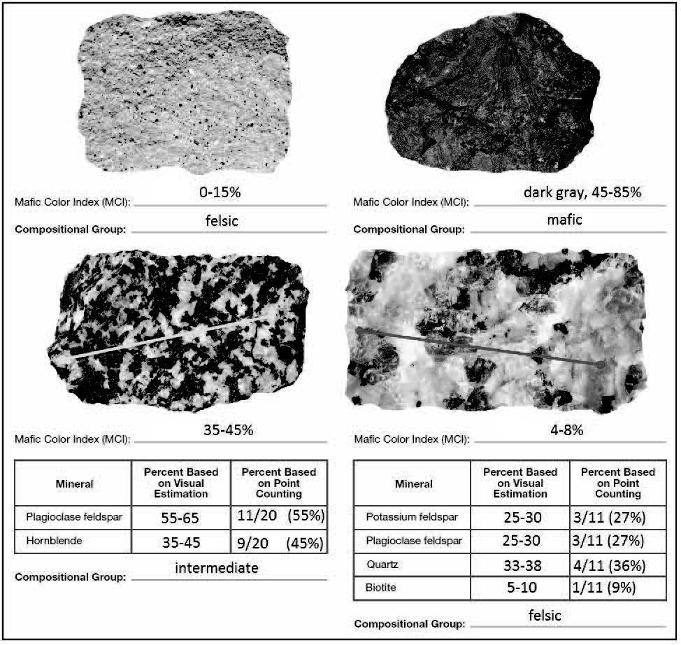 ACTIVITY 5.2: Minerals That Form Igneous Rocks 5.2A. 1. olivine: (Fe, Mg) 2 SiO 4 ferromagnesian silicate 2. muscovite mica: potassium hydrous aluminum silicate 3. quartz: SiO 2 silicon dioxide 4.