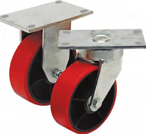 Brg Swivel Plate Caster 4/" x1-1//4/" TP 2-3//8x3-5//8 Polyurethane on Poly Wheel