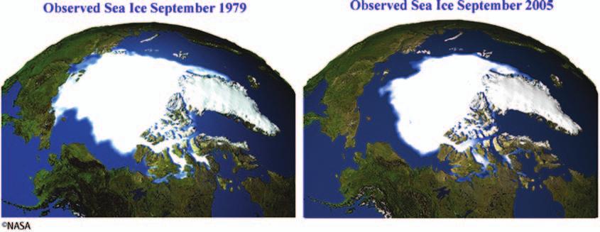 Arctic Climate Impact Assessment 207 Figure 21.3 These two images, constructed from satellite data, compare arctic sea ice concentrations in September of 1979 and 2005.
