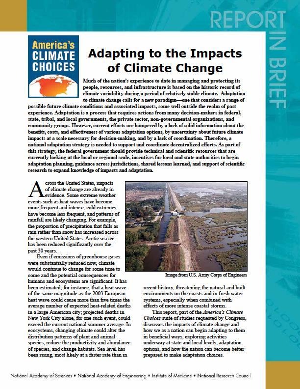 America s Climate Choice: Adaptation and Mitigation Should we act
