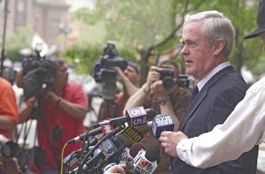 High-Profile Defender of the Constitution JOHN ZIOMEK/COURIER-POST Michael E. Riley 75 J.D. speaks to the media last May before bail hearings for the six suspects charged with plotting to kill military personnel at Fort Dix, N.