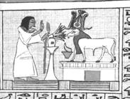 CHAPTER 28 395 WORDS FOR COMING FORTH BY DAY AFTER WORKING THROUGH AND OPENING THE TOMB. Plate 55: Vignette from Chapter 28 of Papyrus Ani.