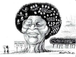For her activism Sisulu was detained and put in solitary confinement again in 1981 and in 1985.