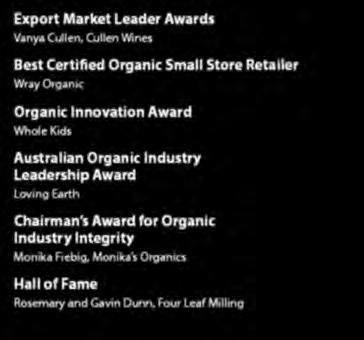 Export Market Leader Awards Vanya Cullen, Cullen Wines Chairman s Award for Organic Industry Integrity went to