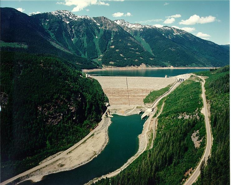 BC HYDRO LANDSLIDES Mica Dam DR LCS Mica Dam - 250 m high earthfill dam