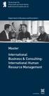 Master International Business & Consulting: International Human Resource Management