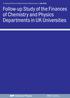 Follow-up Study of the Finances of Chemistry and Physics Departments in UK Universities