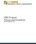 MBA Program Policies and Procedures Revised September 2011