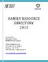 FAMILY RESOURCE DIRECTORY 2013