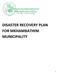 DISASTER RECOVERY PLAN FOR MKHAMBATHINI MUNICIPALITY