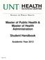 Master of Public Health & Master of Health Administration. Student Handbook