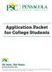 Application Packet for College Students