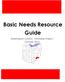 Basic Needs Resource Guide. Washington County Homeless Project Summer 2015