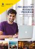 PRE-MASTERS BUSINESS PROGRAM. Preparation for postgraduate study at Flinders Business School