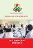 SCHOOL OF PUBLIC HEALTH INFORMATION BOOKLET