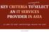 KEY CRITERIA TO SELECT AN IT SERVICES PROVIDER IN ASIA