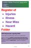 Register of Injuries Illness Near Miss Hazard Folder