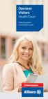 Overseas Visitors Health Cover. Policy document and members guide