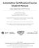 Automotive Certification Course Student Manual