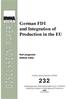 German FDI and Integration of Production in the EU