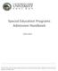 Special Education Programs Admission Handbook 2014-2015