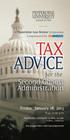 TAX ADVICE. Second Obama Administration. for the. Friday, January 18, 2013. A Pepperdine Law Review Symposium Cosponsored by.