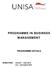 PROGRAMME IN BUSINESS MANAGEMENT PROGRAMME DETAILS