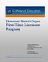 Elementary Master s Degree First-Time Licensure Program