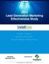 2012 Lead Generation Marketing Effectiveness Study