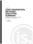 JUNE 2013 LEAD GENERATION METHODS EXECUTIVE SUMMARY INSIDESALES.COM RESEARCH DIVISION PERFORMED BY BEN WARNER