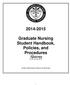 2014-2015 Graduate Nursing Student Handbook, Policies, and Procedures