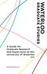 A Guide for Graduate Research and Supervision at the University of Waterloo 2011