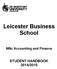 Leicester Business School. MSc Accounting and Finance