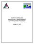 NORTH CAROLINA EMERGENCY MANAGEMENT CERTIFICATION PROGRAM