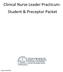 Clinical Nurse Leader Practicum: Student & Preceptor Packet