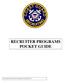 RECRUITER PROGRAMS POCKET GUIDE