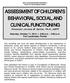 ASSESSMENT OF CHILDREN S BEHAVIORAL, SOCIAL, AND CLINICAL FUNCTIONING
