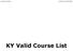 KY Valid Course List