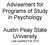 Advisement for Programs of Study in Psychology. Austin Peay State University Last updated Fall 2010