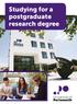 Studying for a postgraduate research degree