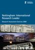 Nottingham: International Research Leader. Research Assessment Exercise 2008