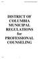 DISTRICT OF COLUMBIA MUNICIPAL REGULATIONS for PROFESSIONAL COUNSELING