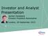 Investor and Analyst Presentation