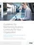 Guidelines for Maintaining Business Continuity for Your Organization