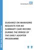 Connecting for Health GUIDANCE ON MANAGING REQUESTS FOR NO SUMMARY CARE RECORD DURING THE PERIOD OF THE EARLY ADOPTER PROGRAMME