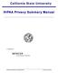 California State University. HIPAA Privacy Summary Manual