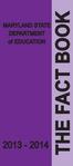 THE FACT BOOK. MARYLAND STATE DEPARTMENT of EDUCATION